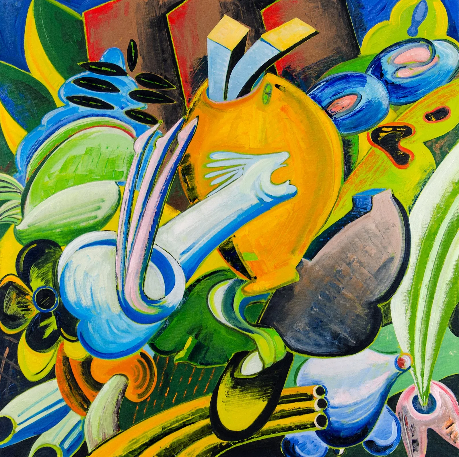Lucio Pozzi, Impero, 2018. Oil and acrylic on canvas · 60 × 60 × 3 cm