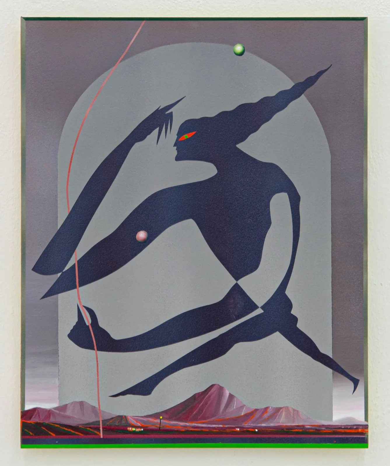 Mattia Barbieri, Il passo con l'asta, 2022. Oil on panel · 46 × 37 cm