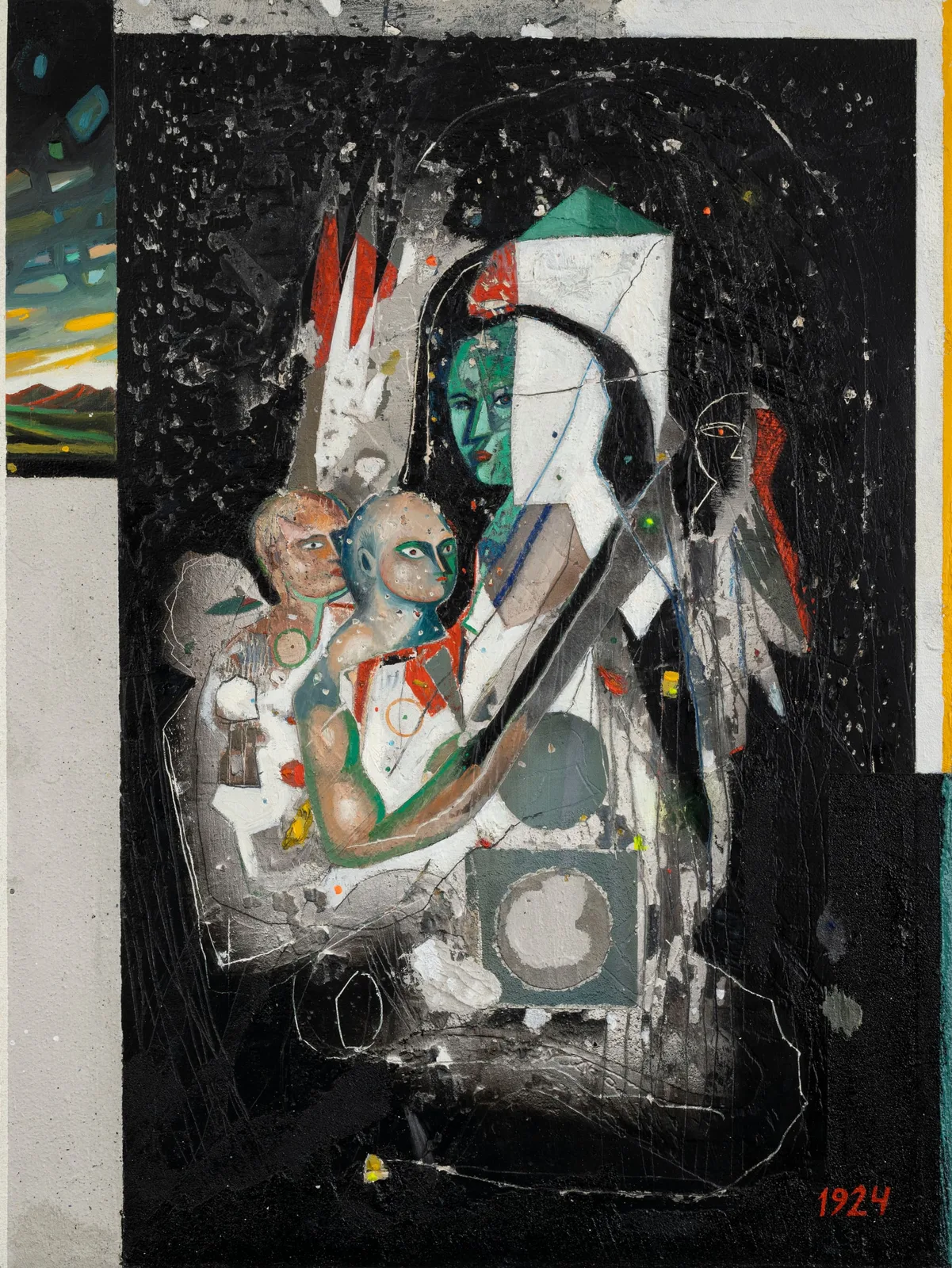 Mattia Barbieri, Madonna Malevič 1924, 2024. Oil, tempera and cement on wood · 81 × 60 cm