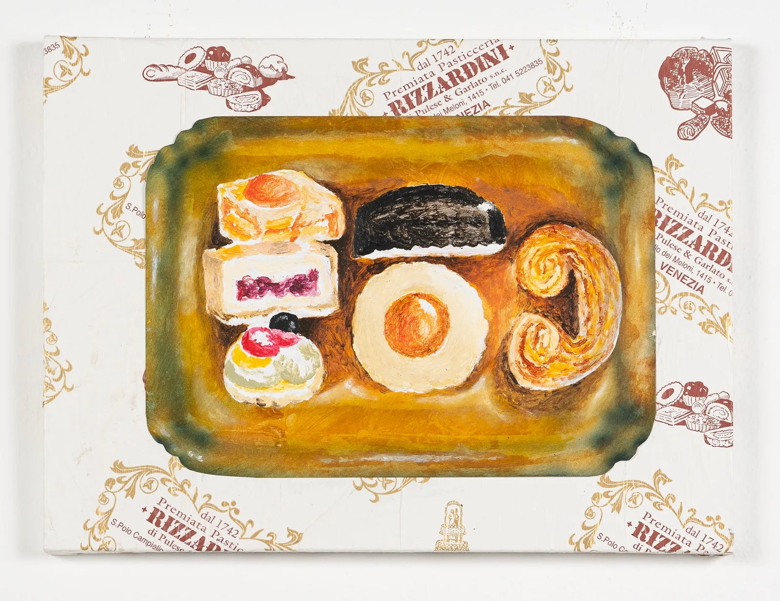 Pierluigi Scandiuzzi, Cabaret, 2024. Acrylic and collage on canvas · 30 × 40 cm