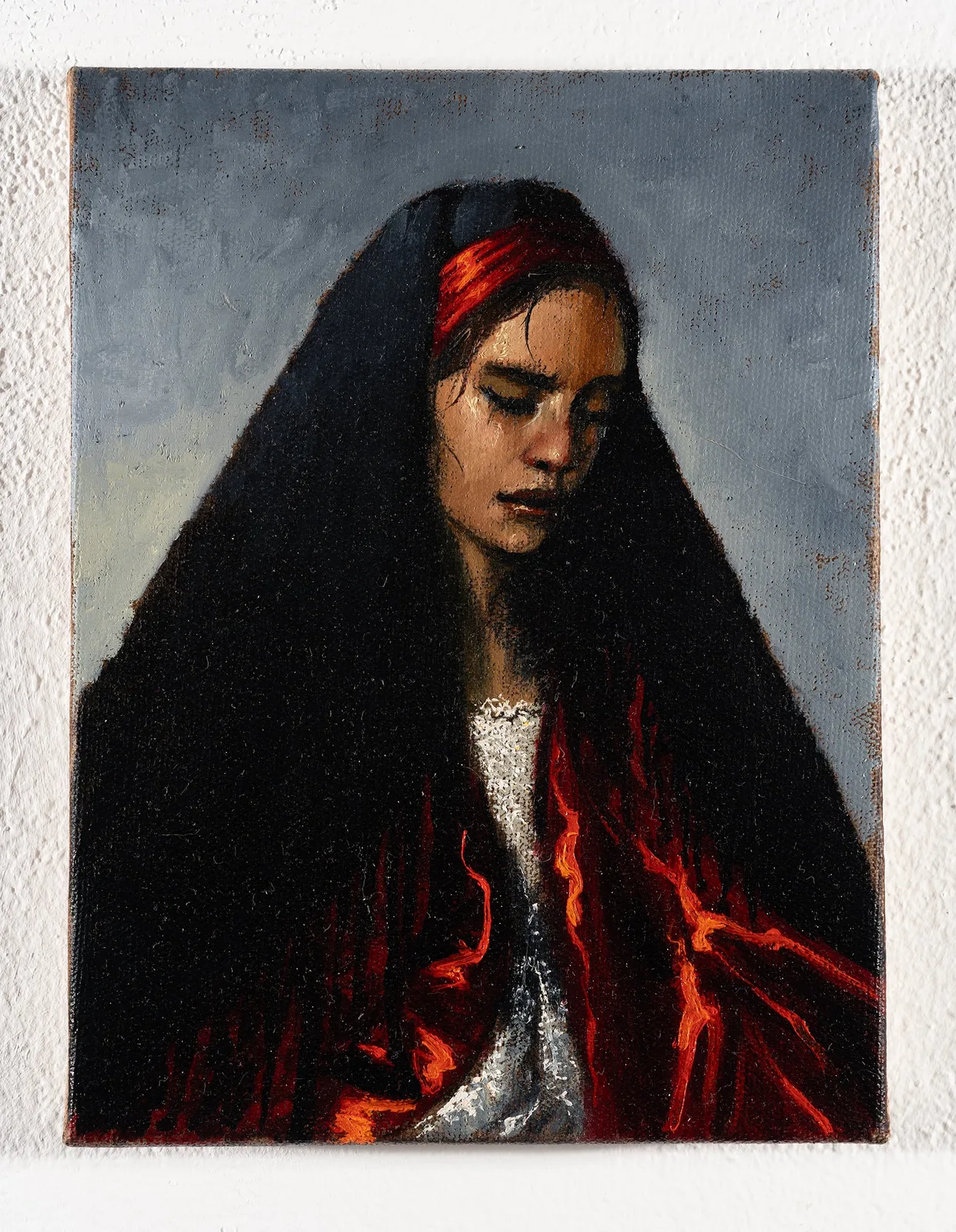 Francesco De Grandi, Madonnina D&G, 2023. Oil on canvas · 24 × 18 cm