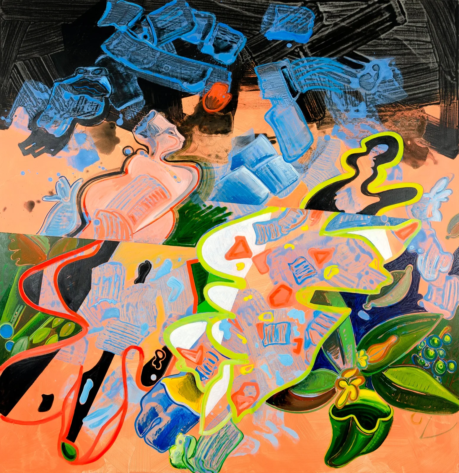 Lucio Pozzi, Lakshmi, 2021. Oil and acrylic on canvas · 170.1 × 165.4 × 5 cm