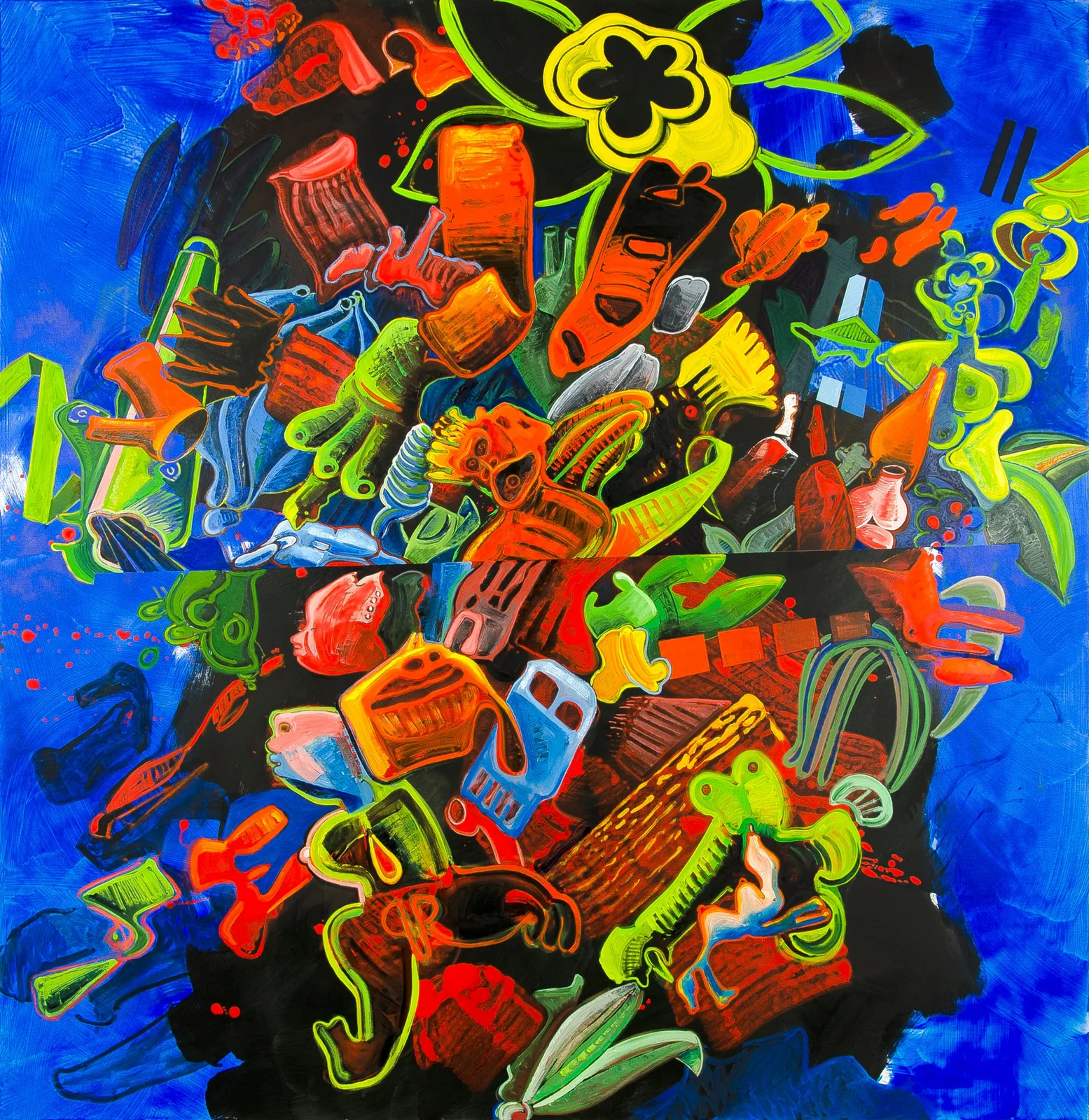 Lucio Pozzi, Pythagoric Chart, 2021. Oil and acrylic on canvas · 190 × 185.2 × 5 cm