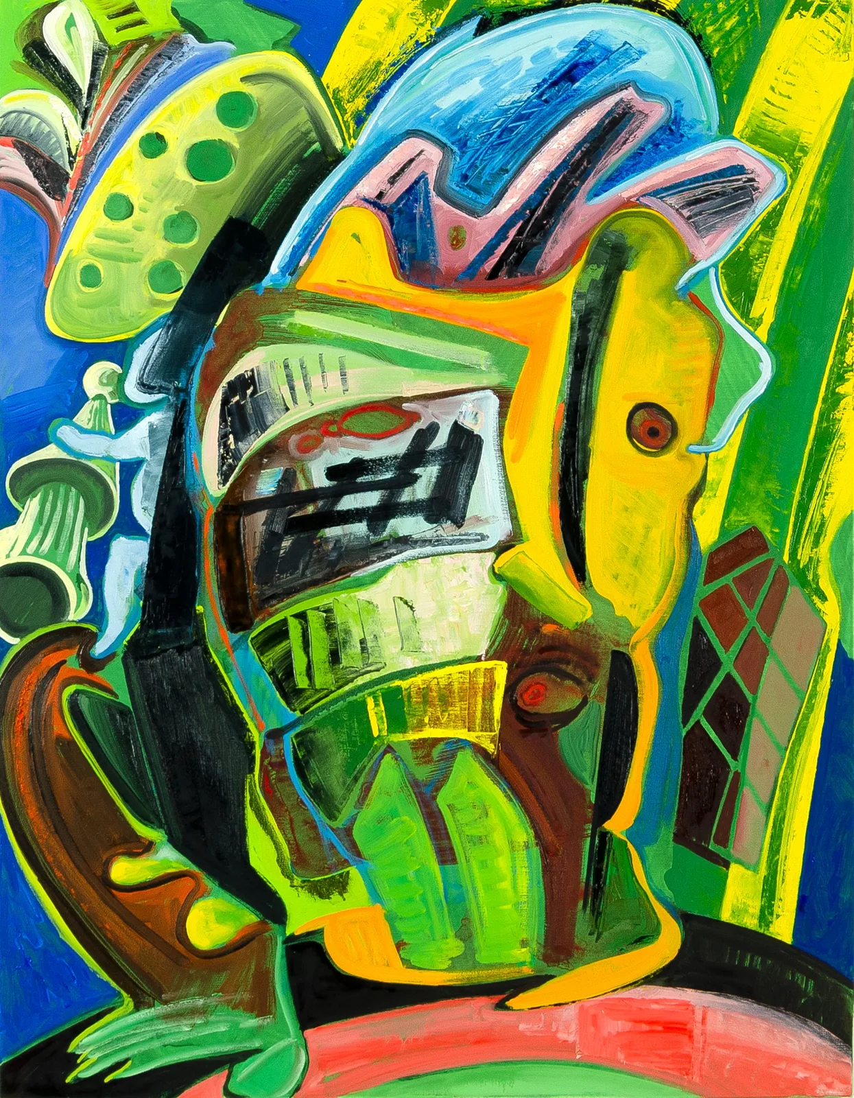 Lucio Pozzi, Protogonas Surprised, 2020. Oil and acrylic on canvas · 78.7 × 61.3 × 2 cm