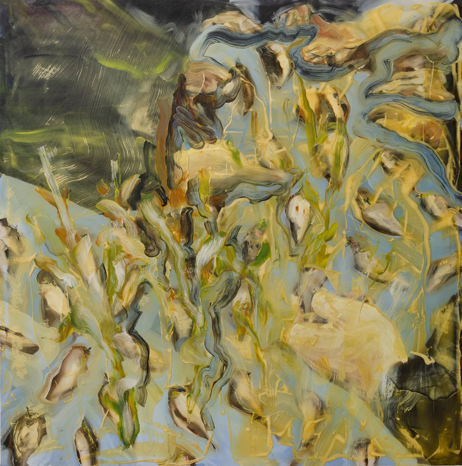 Silvia Capuzzo, Allodole, 2021. Mixed media on canvas · 120 × 120 cm