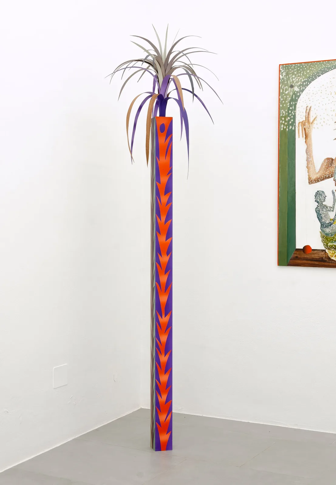 Mattia Barbieri, Shadow, 2021. Oil on aluminium, plaster, wood · 220 × 50 cm