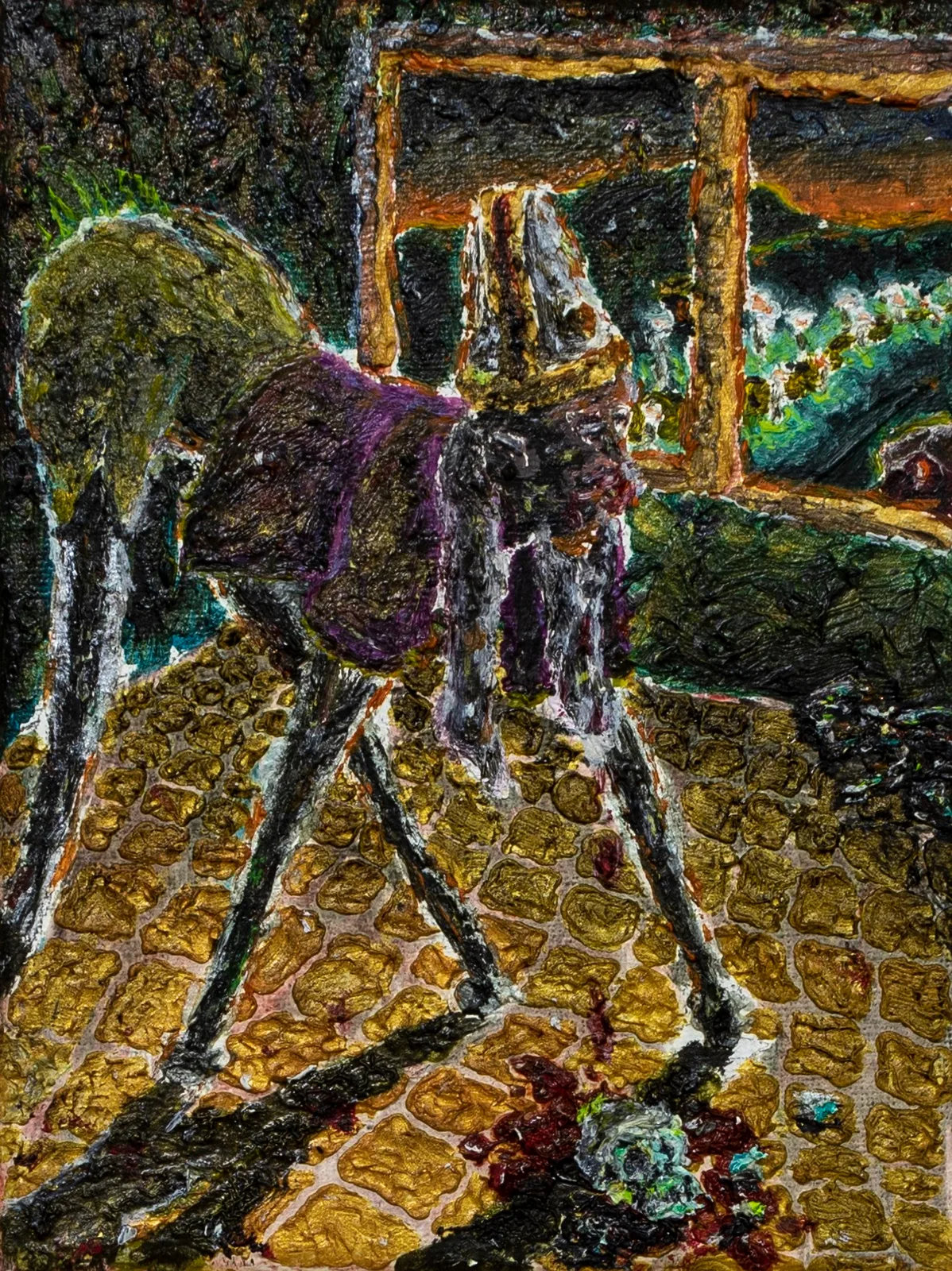 Vittorio Zeppillo, Residui di un trampoliere (Digiuno parziale), 2021. Oil on canvas · 20 × 15 cm