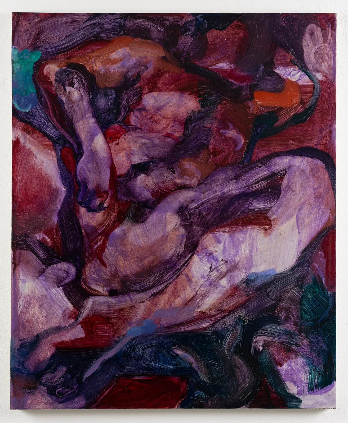 Maria Giovanna Zanella, Gli alluci opponibili, 2024. Oil and acrylic on canvas · 110 × 90 cm