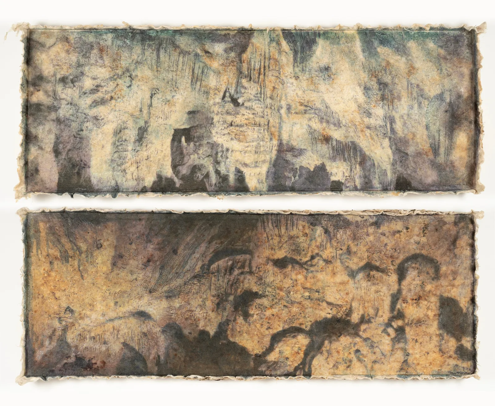 Francesca Polizzi, Tillite #7, 2024. Encaustic on raw wool felts · 100 × 250 × 20 cm