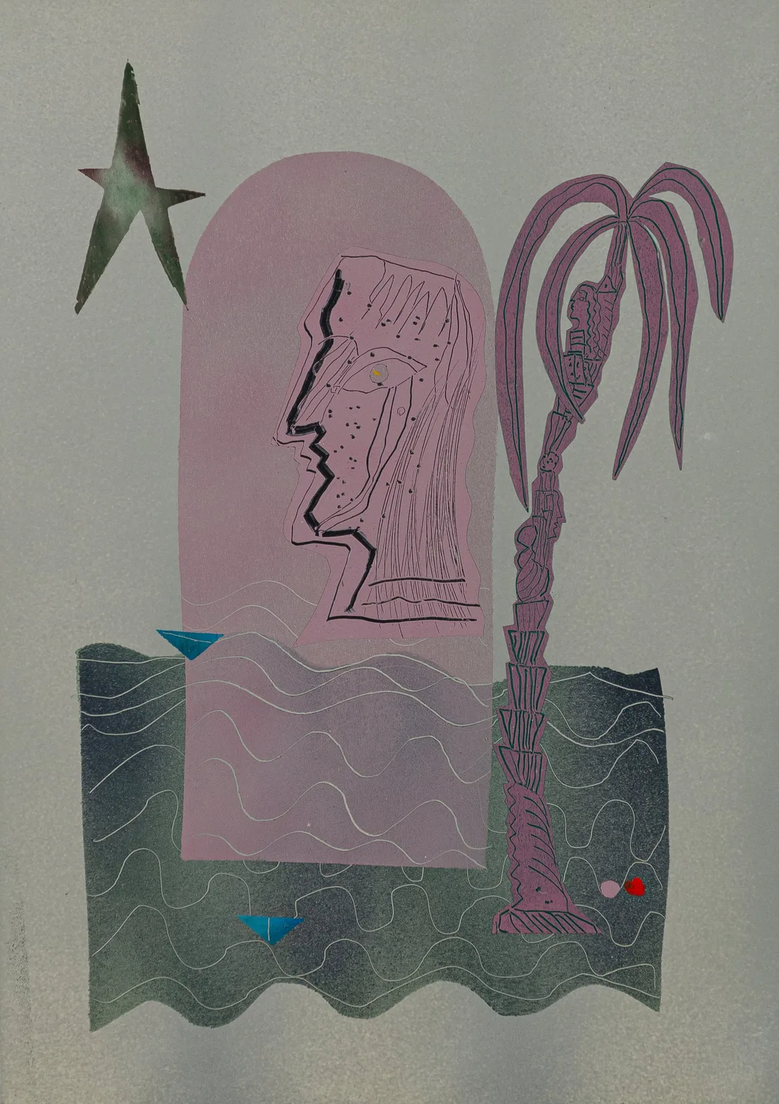 Mattia Barbieri, Contemplazione del tempio, 2022. Oil on paper · 44 × 31 cm