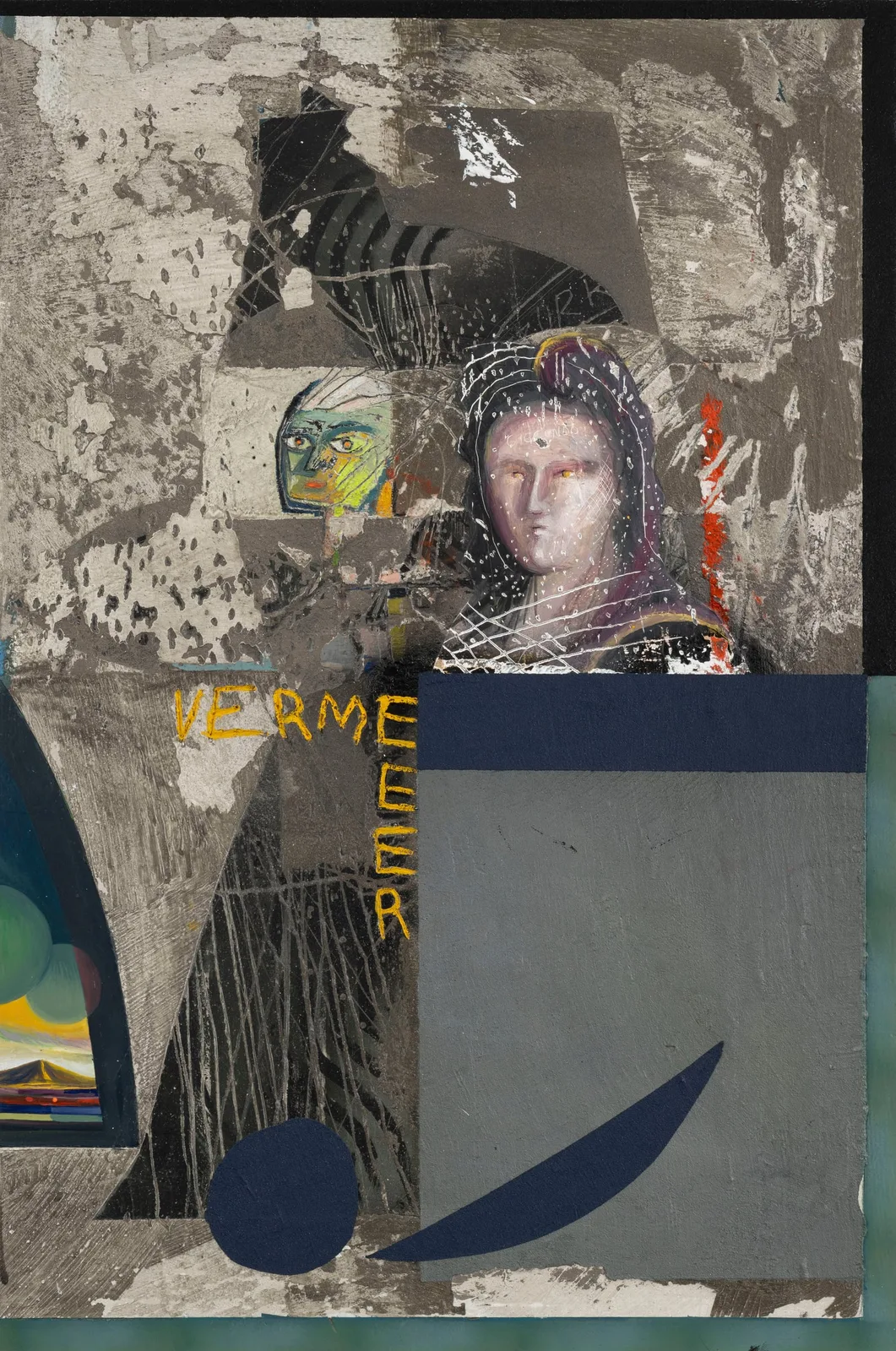 Mattia Barbieri, VERMEEER FRESCOES, 2024. Oil, tempera and cement on wood · 90 × 60 cm