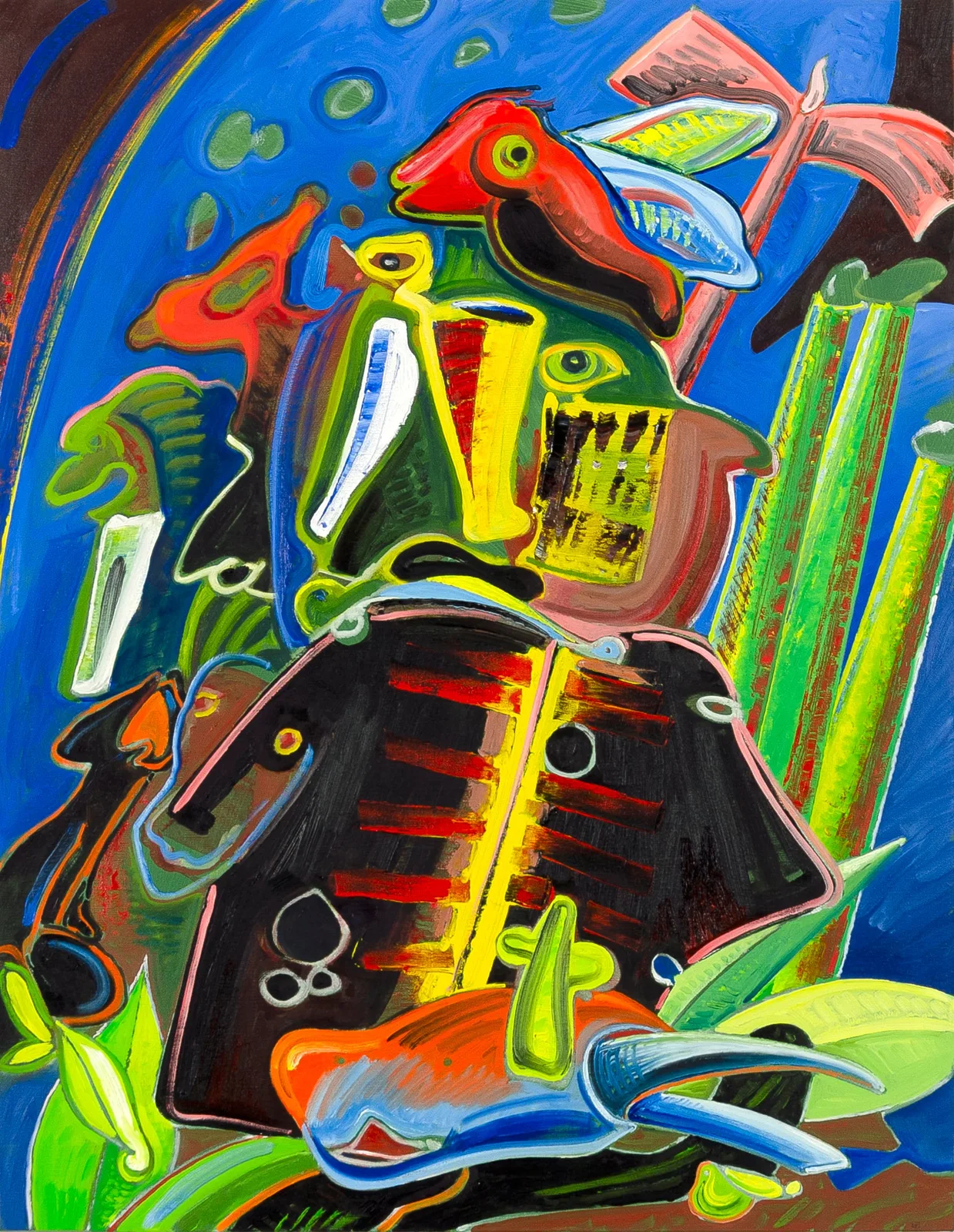 Lucio Pozzi, The Torments of Janus, 2021. Oil and acrylic on canvas · 78.7 × 61.3 × 2 cm