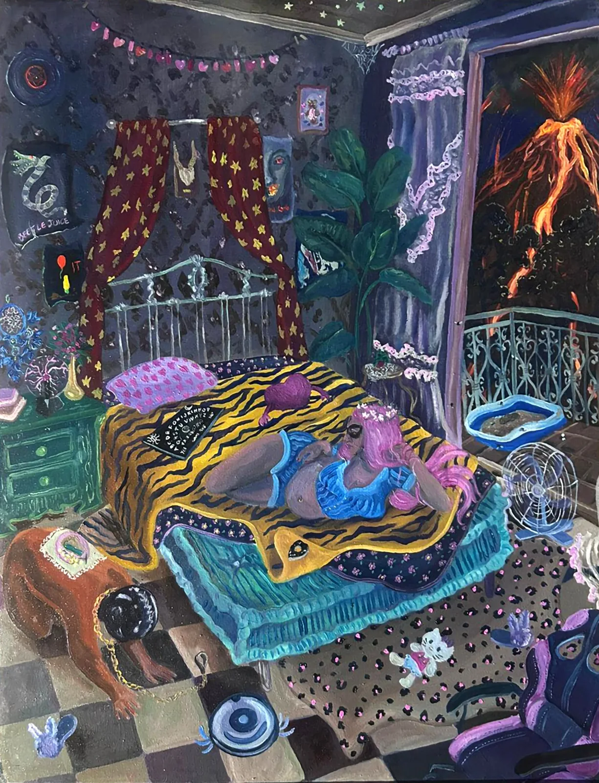 Dorotea Tocco, Slumber party, 2024. Oil and acrylic on canvas · 45 × 35 cm