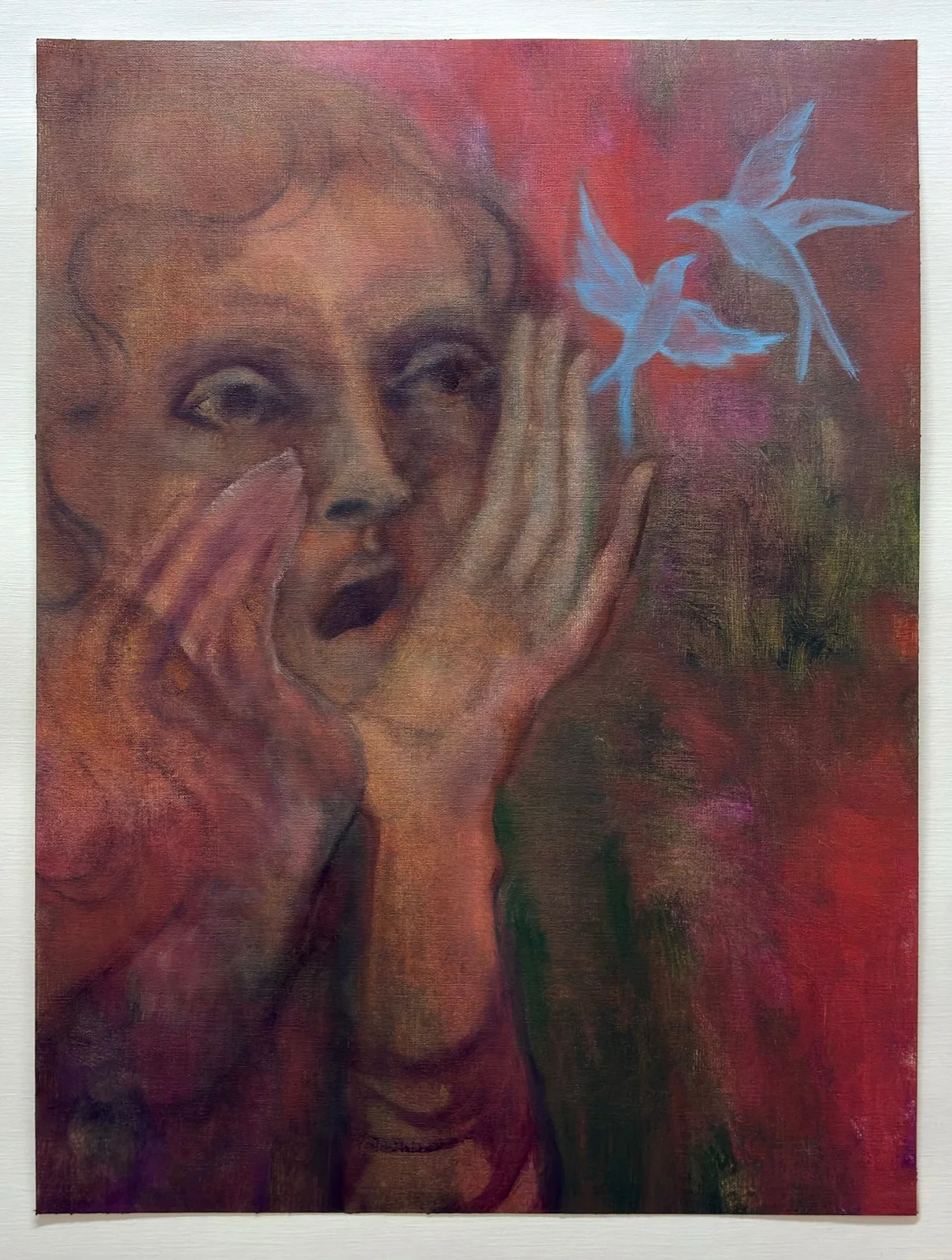 Pauline Rintsch, Lockruf, 2024. Oil on paper · 56 × 42 cm