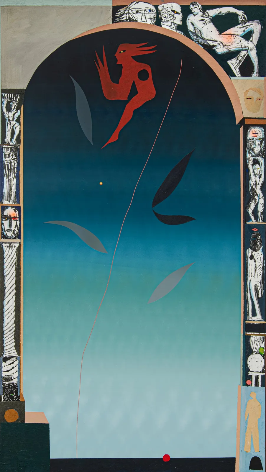 Mattia Barbieri, Madrigali tropicali, 2022. Oil and tempera on panel · 227 × 130 cm