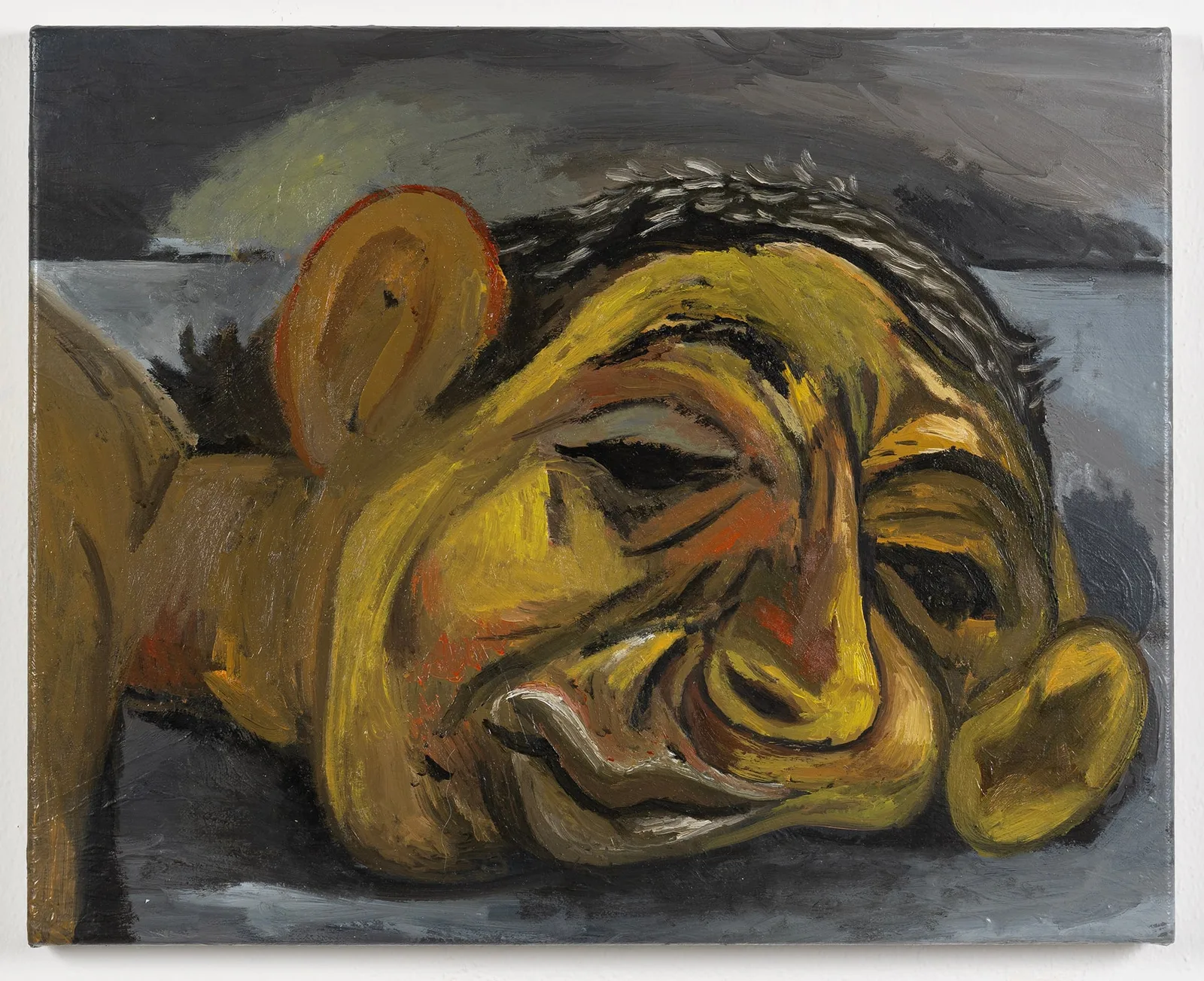 Carlos Casuso, Lottatore sconfitto, 2023. Oil on canvas
