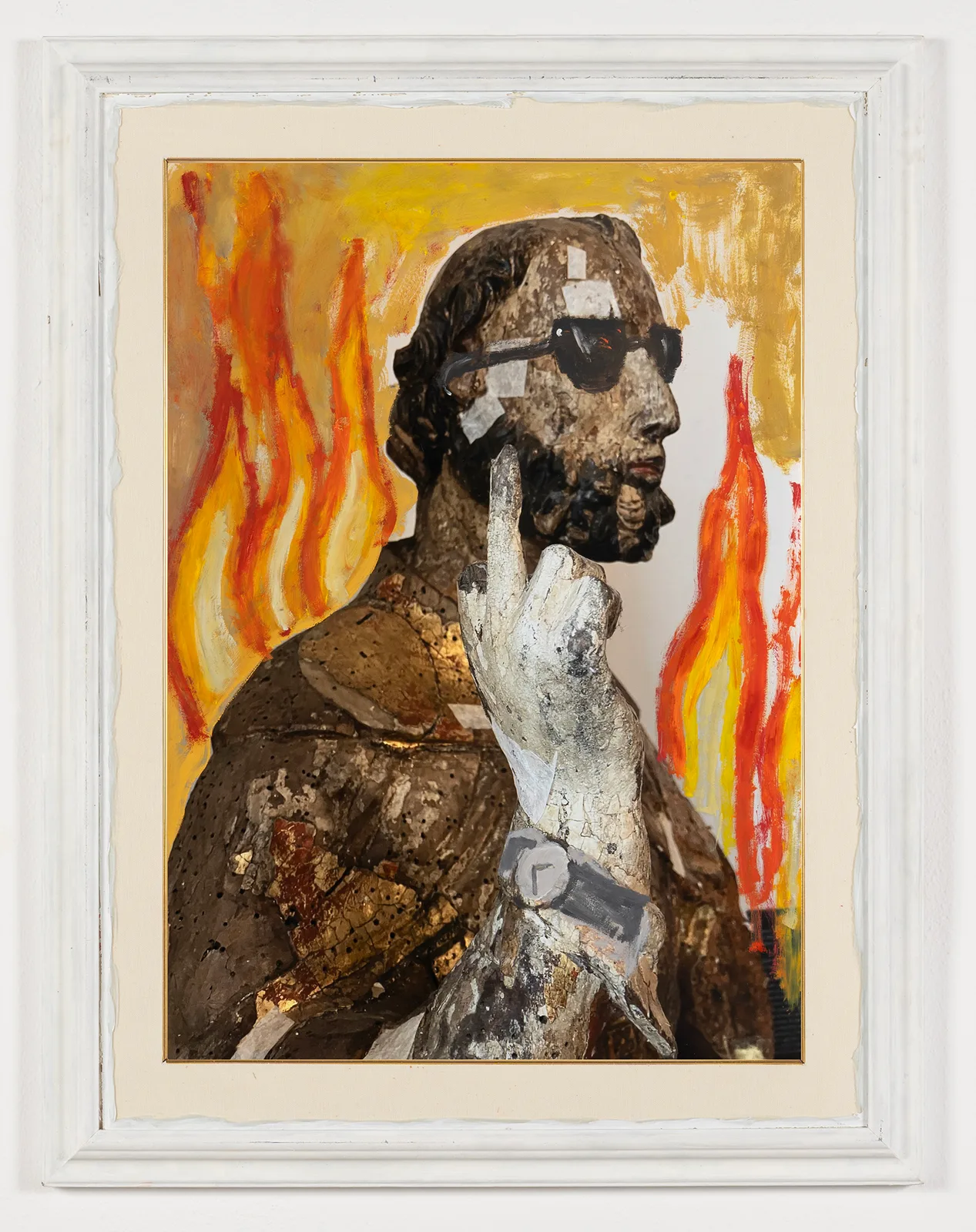 Salon Palermo 4. Michele Bubacco, Fireworks from Medioevo, 2024, Olio su stampa fotografica, 86 x 66 cm