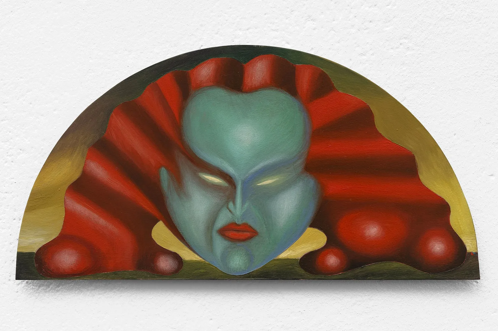 Mattia Barbieri, Red oracle, 2024. Oil on copper · 12.5 × 24 cm