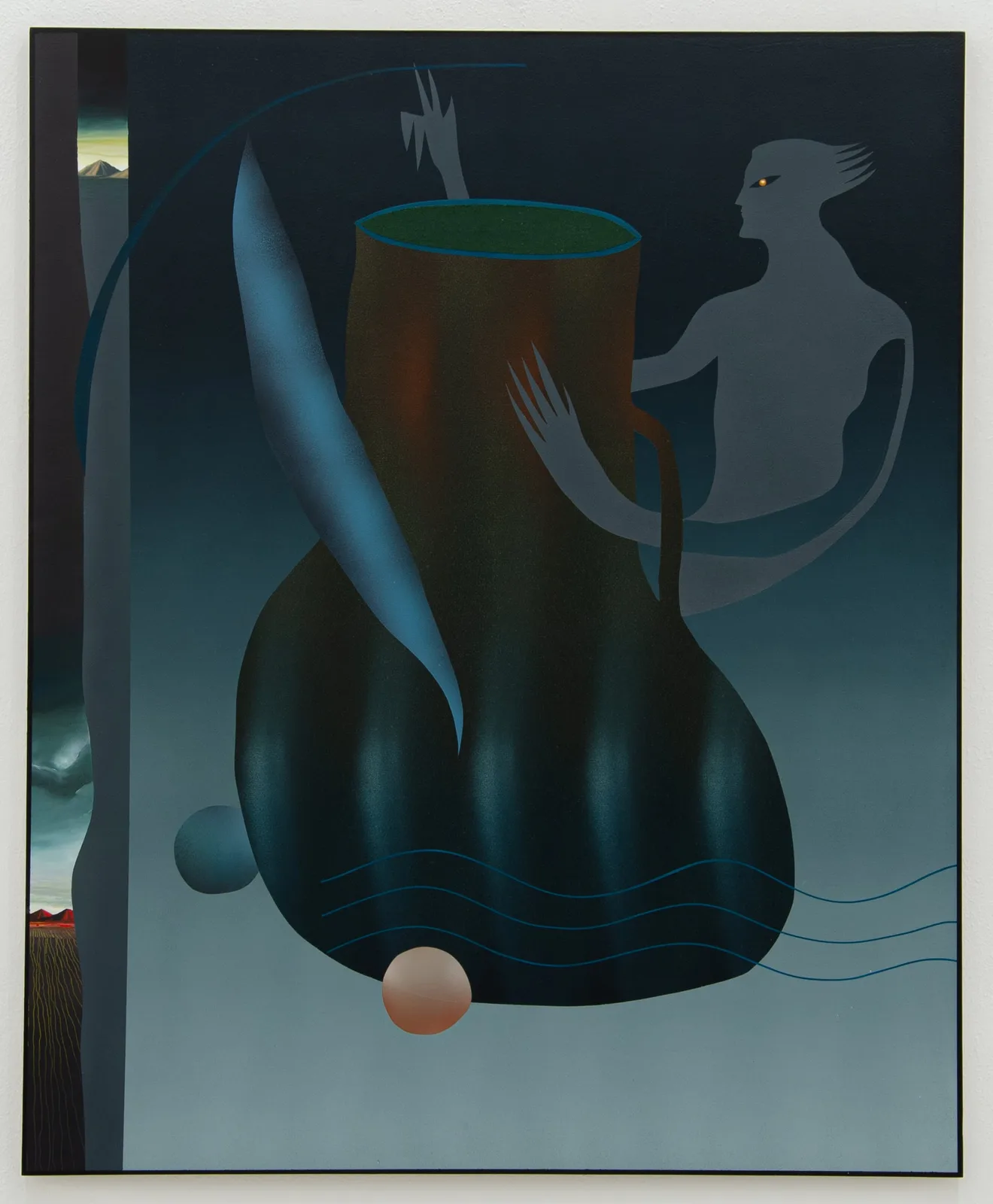Mattia Barbieri, Notturno con sguardo volto ad est, 2022. Oil on panel · 110 × 90 cm