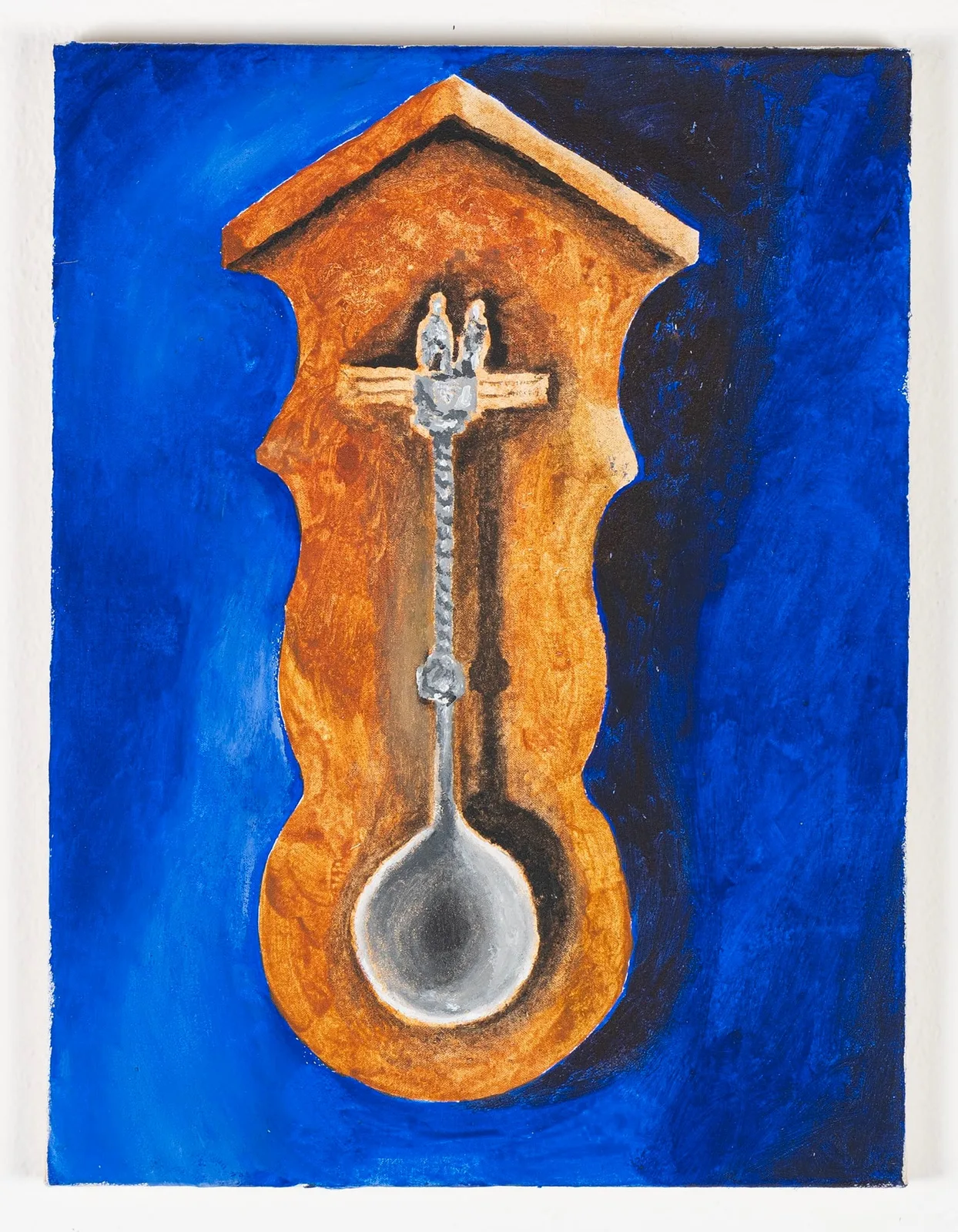 Pierluigi Scandiuzzi, Cucchiaio di peltro da collezione, 2024. Acrylic on canvas · 40 × 30 cm