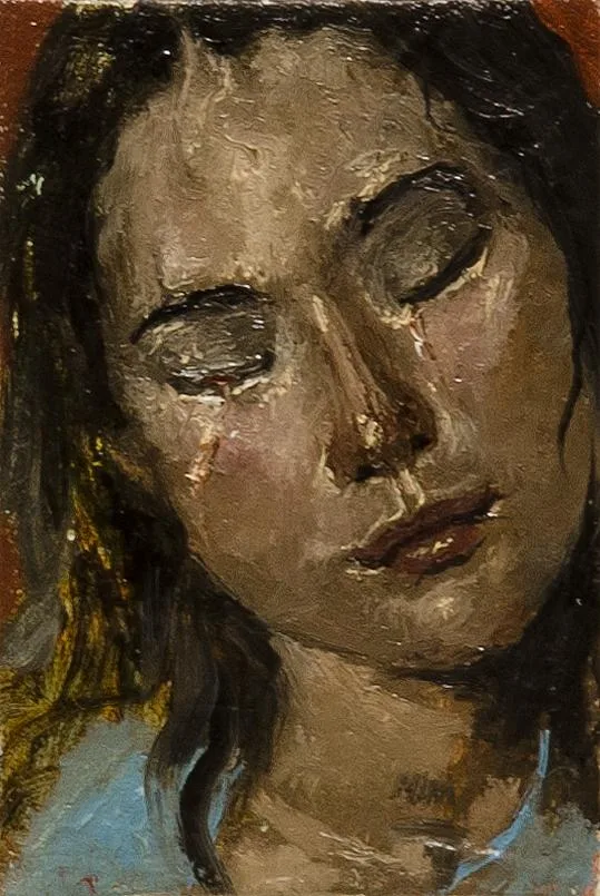 Come Creatura. Madoninna in lacrime, 2018, Olio su tela, 10 x 7 cm