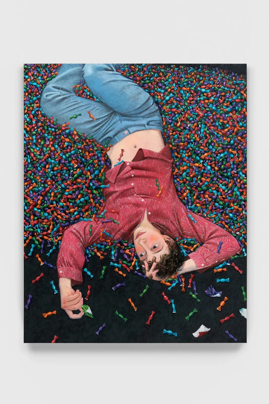 Emilio Gola, Always take candy from strangers, 2023. Oil on canvas · 150 × 120 cm