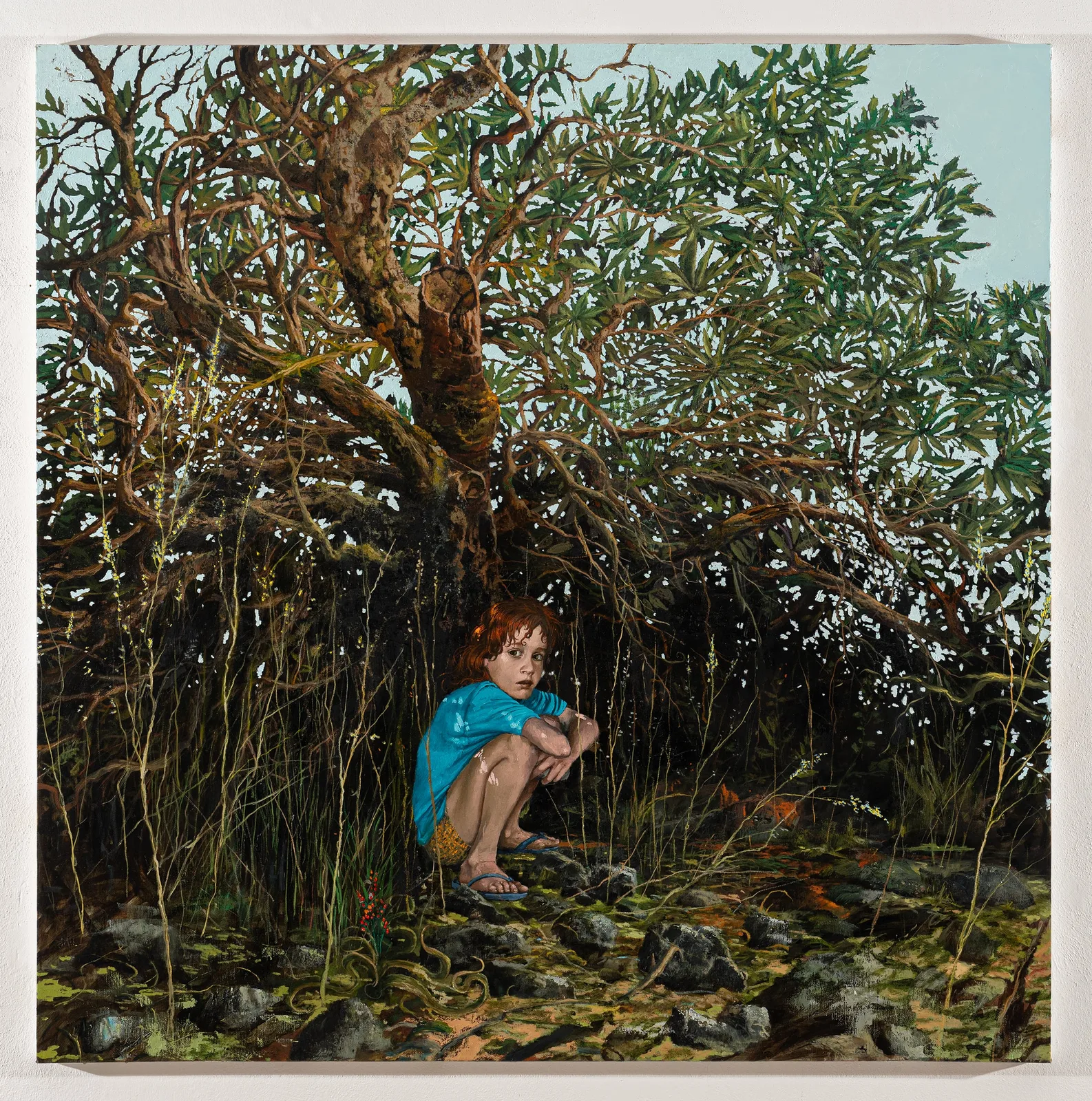 Francesco De Grandi, Il signore delle mosche, 2023. Oil on canvas · 150 × 150 cm