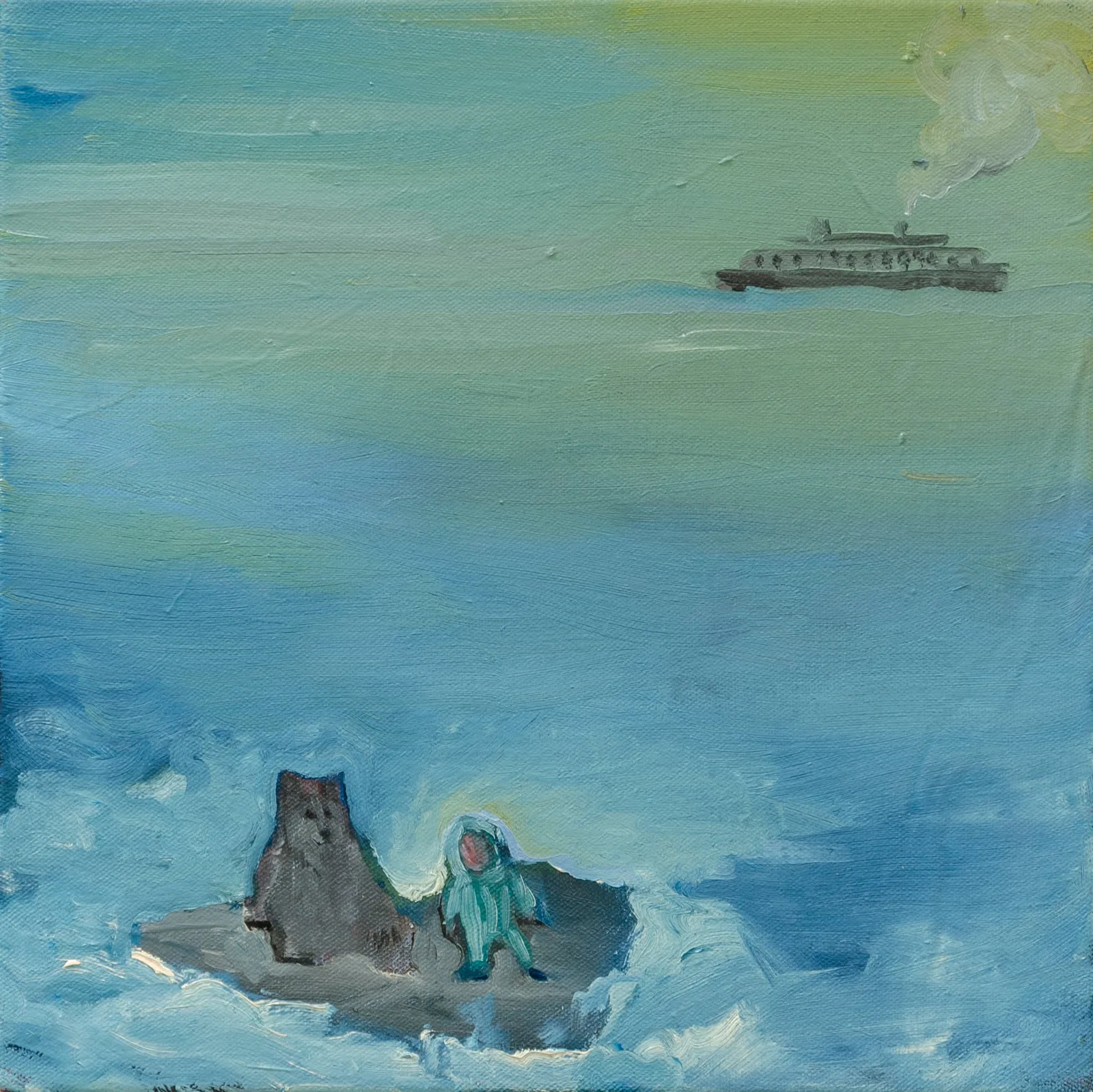 Francesco Maria Romano, In mezzo al mare, 2020. Oil on canvas · 40 × 40 cm
