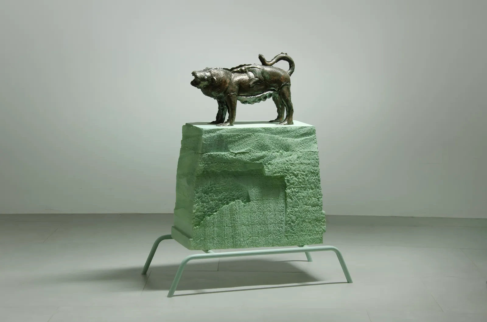 Daniele Franzella, Chimera, 2022. Ceramic, Extruded polystyrene, iron · 100 × 79 × 42 cm
