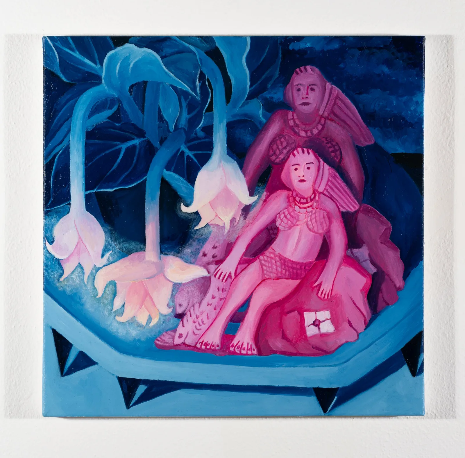 Anna Capolupo, Le pescatrici, 2024. Oil on canvas · 40 × 40 cm