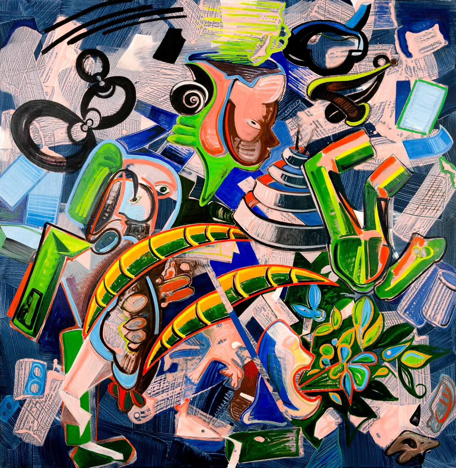 Lucio Pozzi, Sacrifice, 2021. Oil and acrylic on canvas · 180.4 × 175.4 × 5 cm