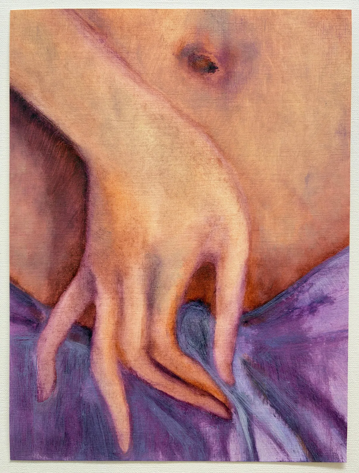 Pauline Rintsch, Vivien’s hand, 2024. Oil on paper · 32 × 24 cm