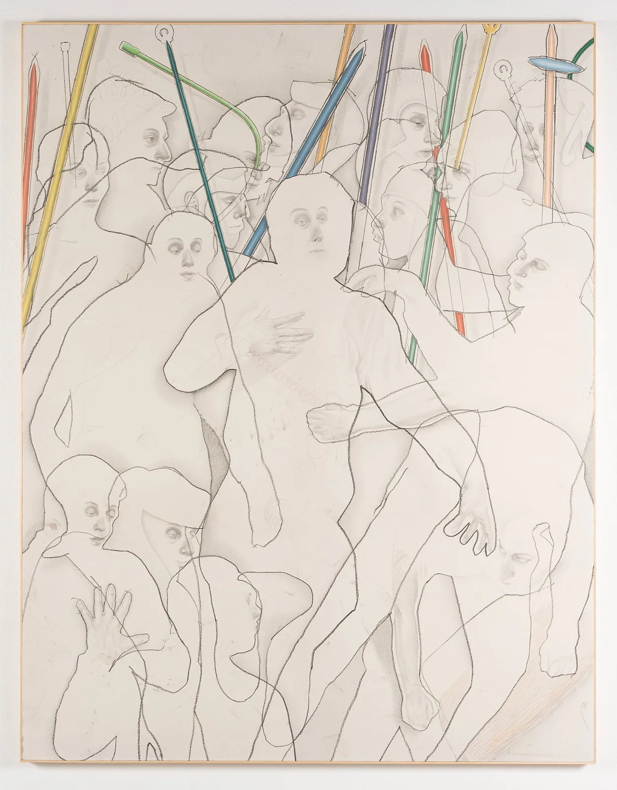 Marco Paleari, Vittima di fascinazione, 2024. Graphite, oil and pastels on canvas · 195 × 154 cm