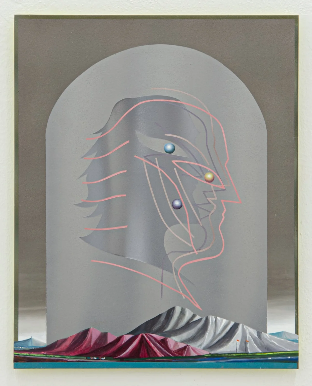 Mattia Barbieri, Lo strabismo dei monti, 2022. Oil on panel · 46 × 37 cm