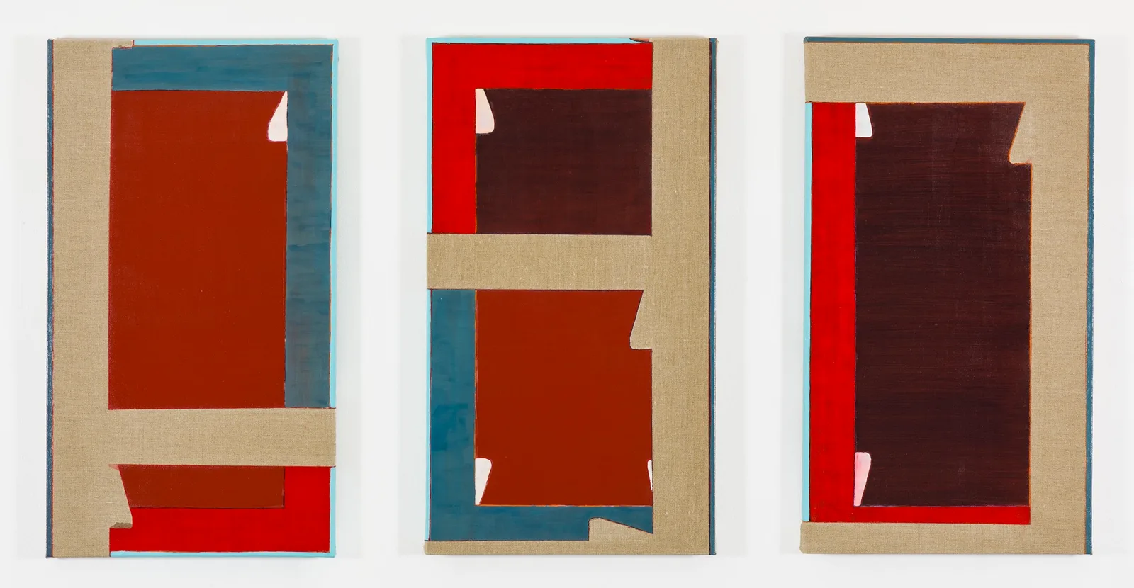 Stefano Cumia, Trittico #2, 2015. Egg tempera, oil, pigmented gesso on linen · 75 × 42 cm