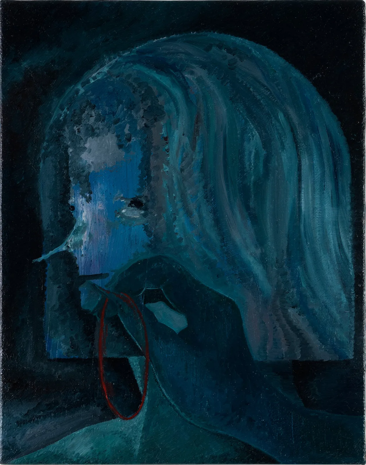 Danilo Stojanovic, The Earring Snatcher, 2020. Oil on canvas · 25 × 20 cm
