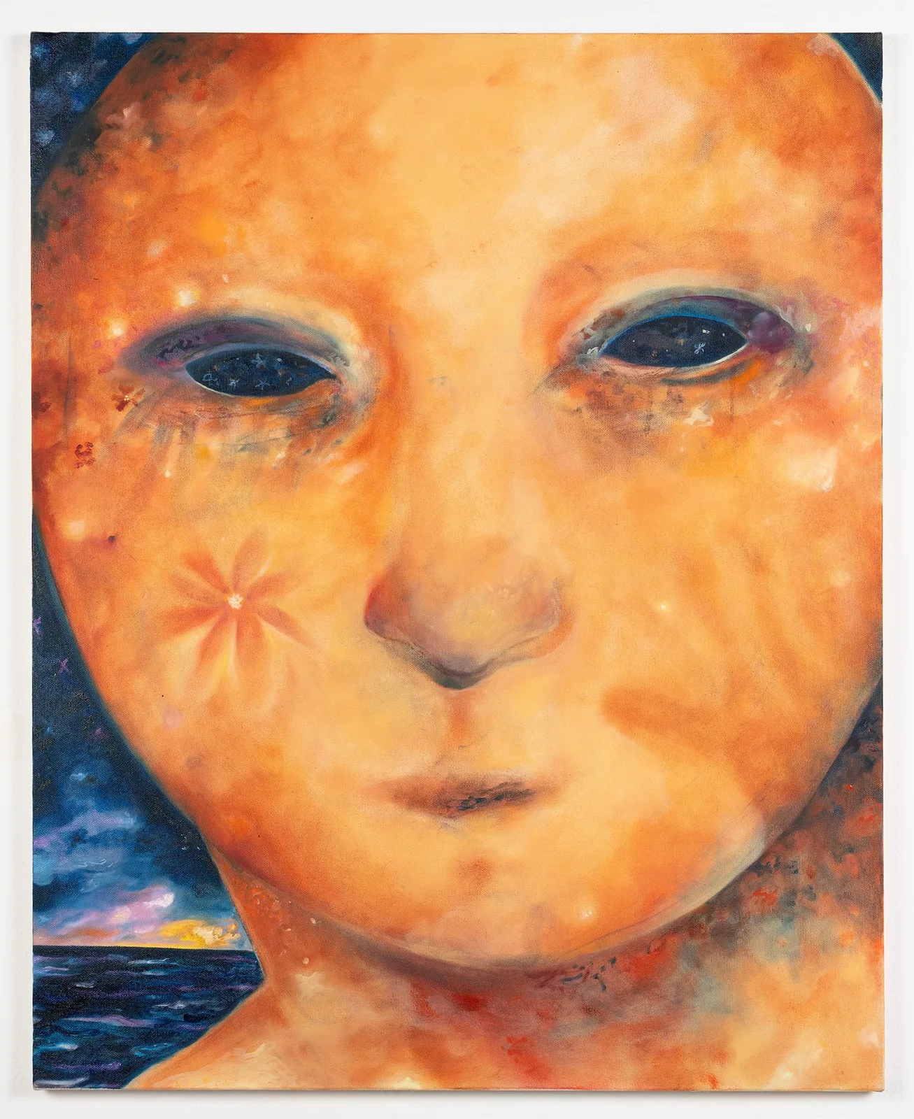Benedetta Giampaoli, Mittler (paura e carezze), 2024. Oil on canvas · 100 × 80 cm
