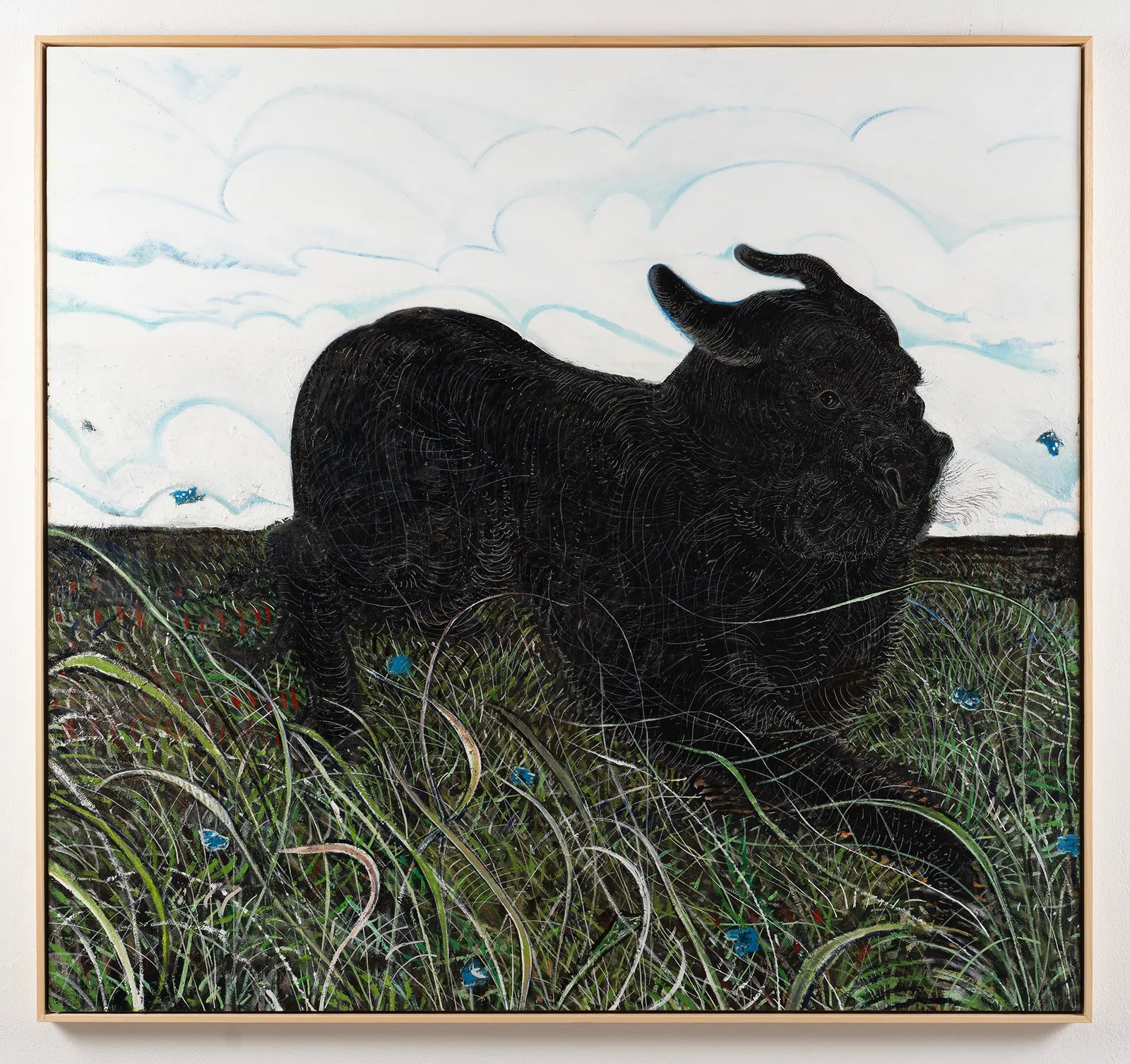 Alessandro Miotti, Grosso cane nero, 2024. Oil on canvas · 130 × 140 cm